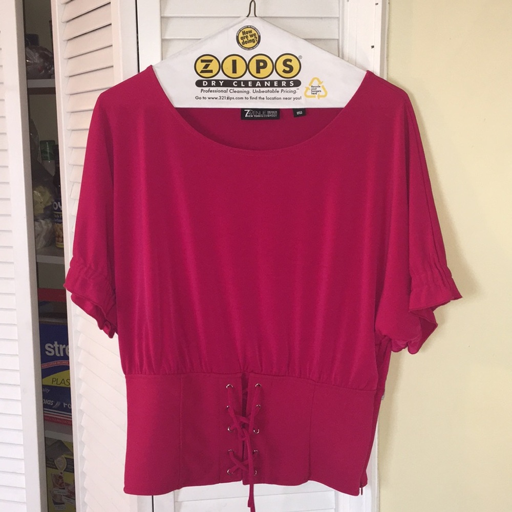 Hot pink, ruffle top